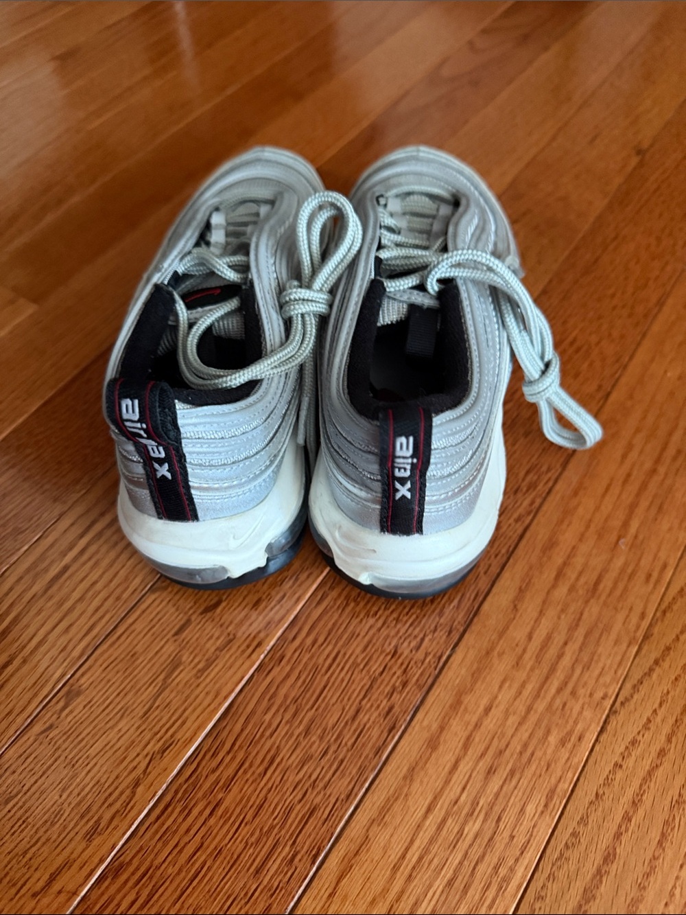 Nike Kids Silver Sneakers with Red Swoosh - Picture 2 of 4